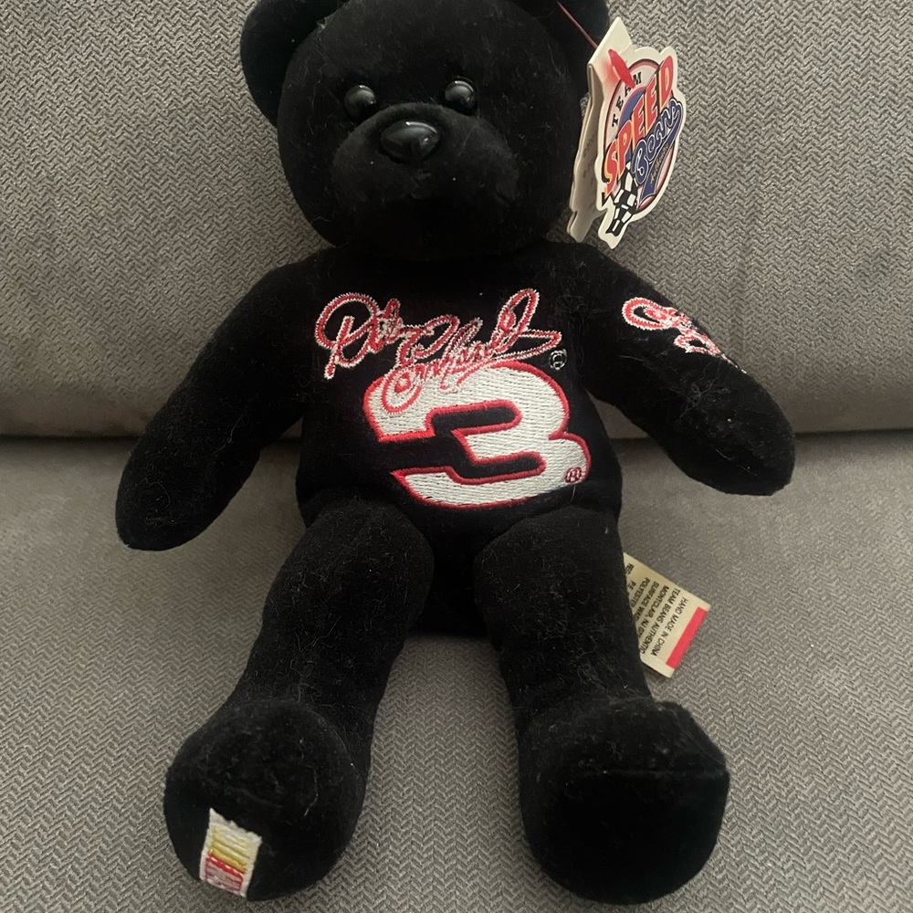 Dale Earnhardt Black Plush Bear with Embroidered Number